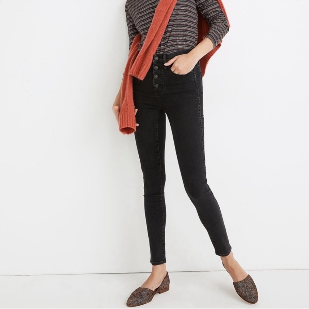 Madewell 10" High-Rise Skinny Jeans in Robert Wash: Button-Front Edition
